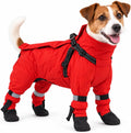 Dog Snowsuit with Attached Boots, Full Body Dog Coat with Built-in Harness