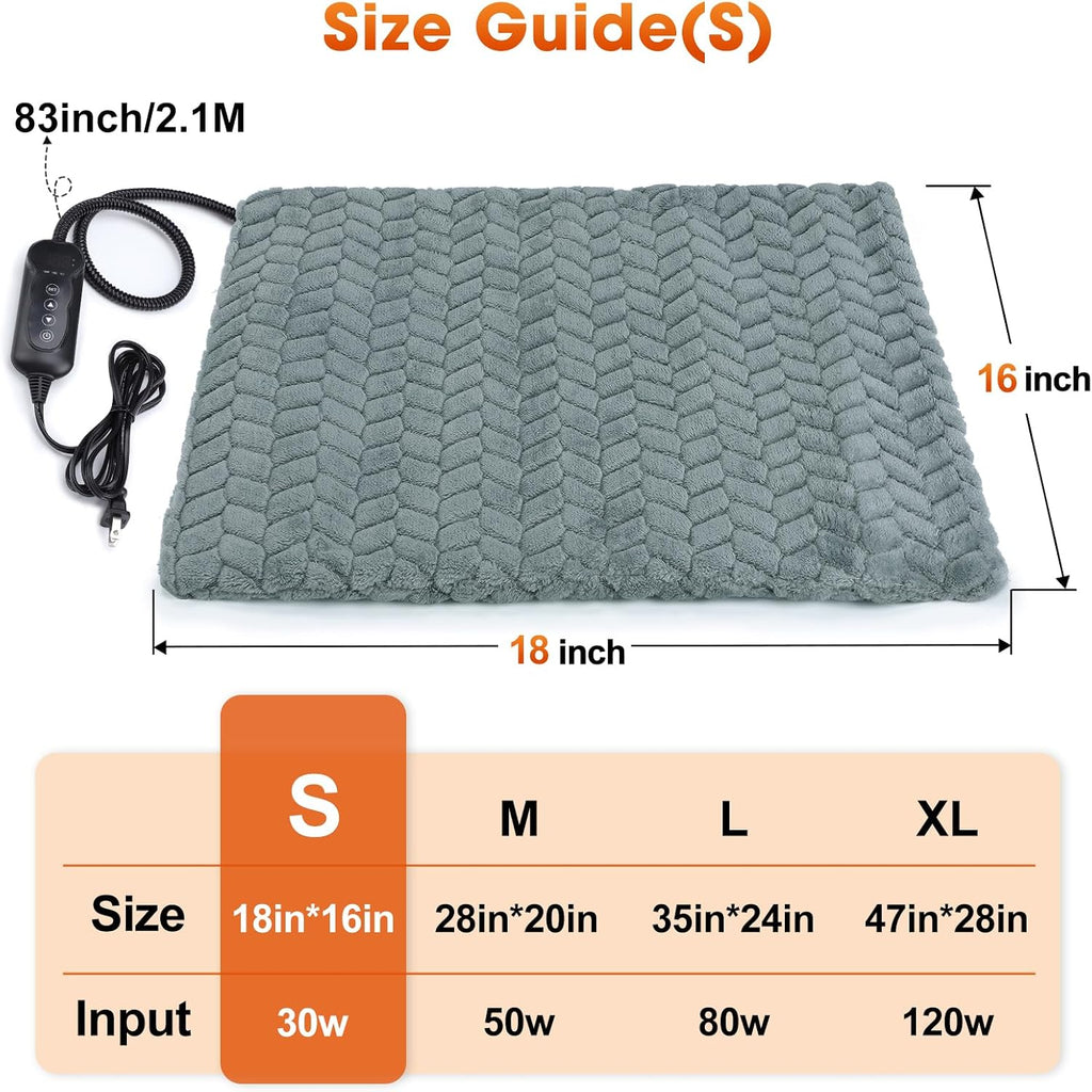 Heated Cat Bed, Waterproof Cat Heating Pad with Timer Temperature Adjustable, Indoor Heated Electric Pet Bed for Cats Do