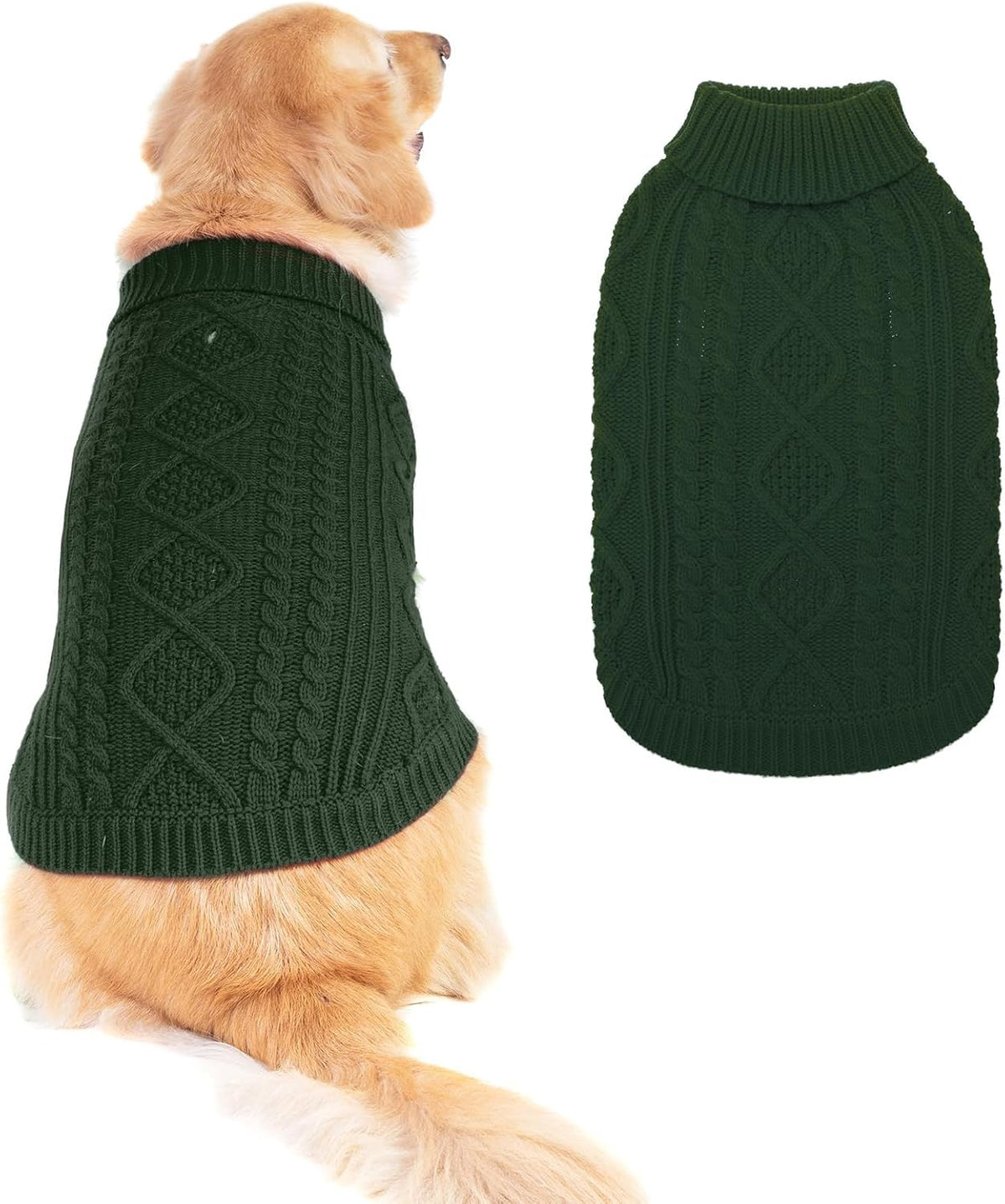 BINGPET Dog Sweater for Large Dogs, Turtleneck Knitted Clothes