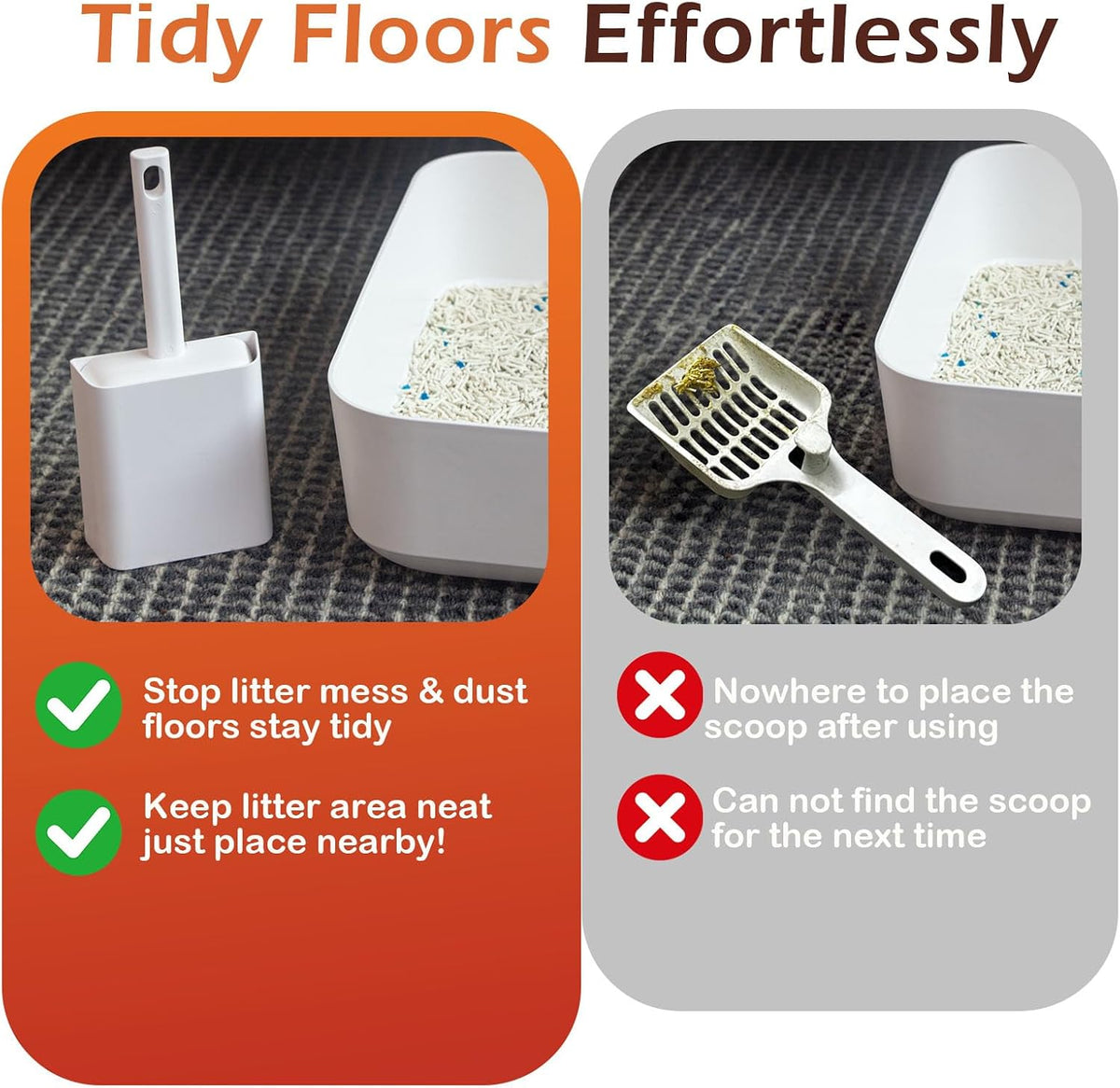 Cat Pooper Scooper, 2 in 1 Cat Litter Scoop with Holder Stand Cat Stuff Cat Scooper for Litter Box Cat Accessories Cat S