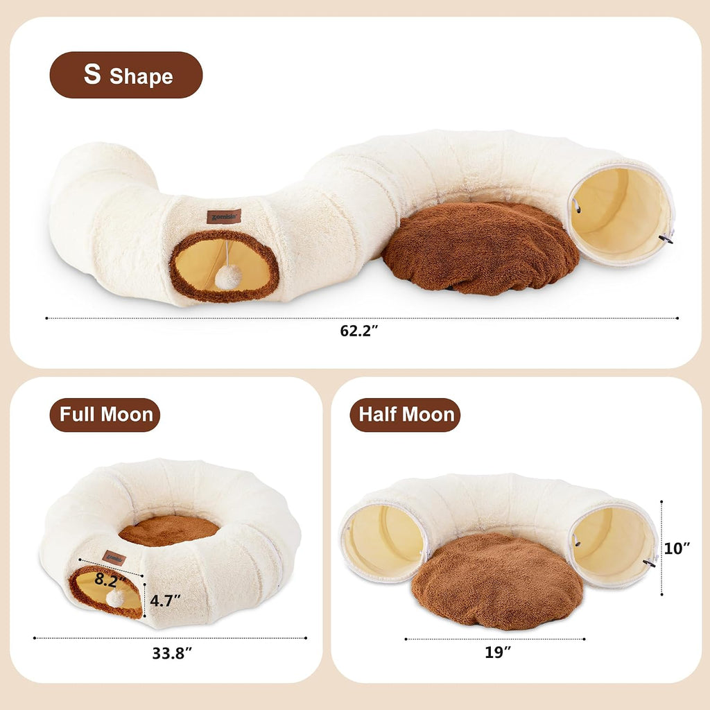 Cat Tunnel Bed for Indoor Cats, Cute Cat Donut Toy Tunnel for Small Large Cats, Peekaboo Pet Cave Play Tunnel Toys for K