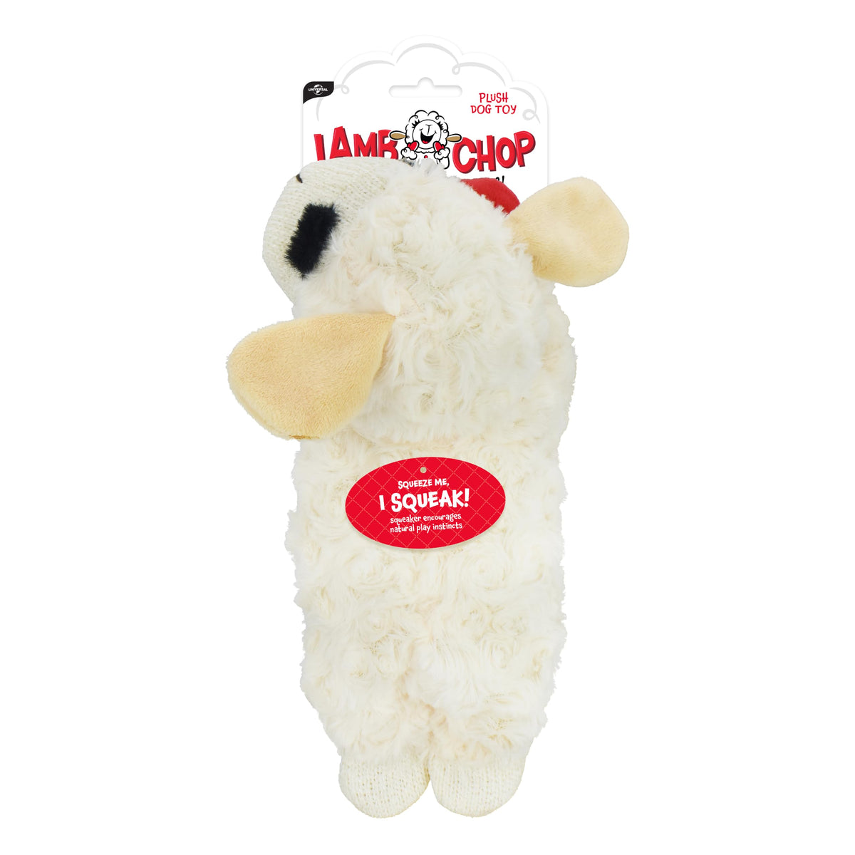 Multipet Lamb Chop Dog Plush Toy 10", Cream, 5 Squeakers