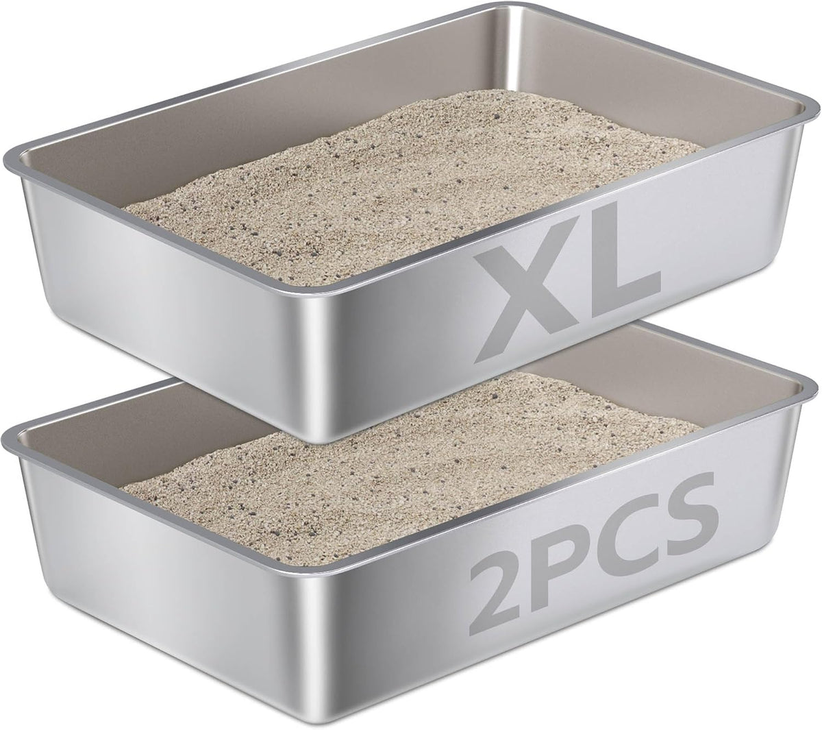 Stainless Steel Litter Box Kitten,Metal Cat Litter Box Low Entry,4" H