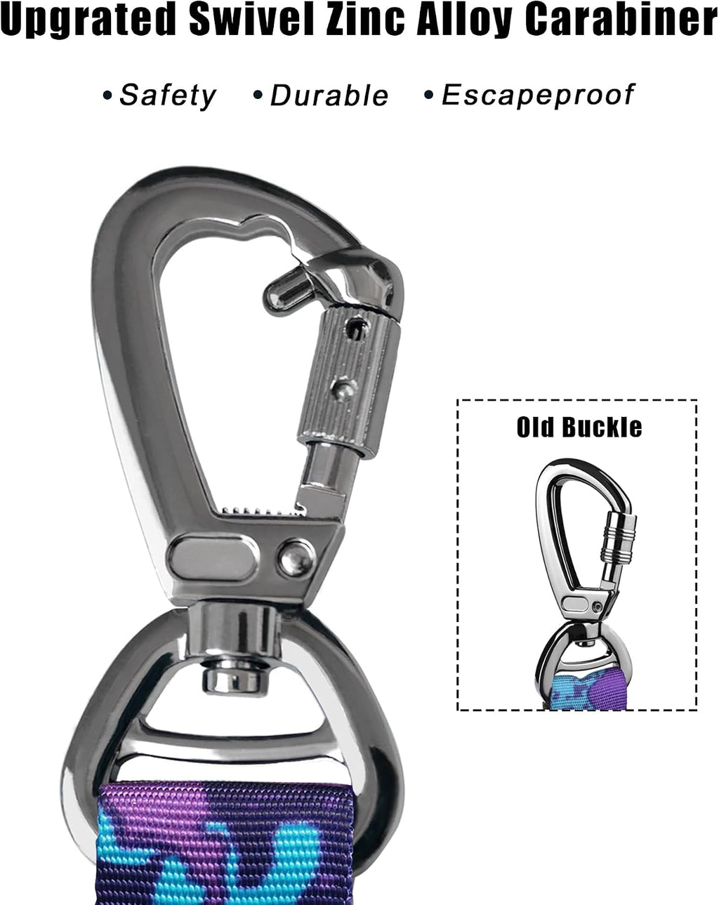 Tactical Bungee Shock Absorbing No Pull Dog Leash,Purple Camo,4-6FT
