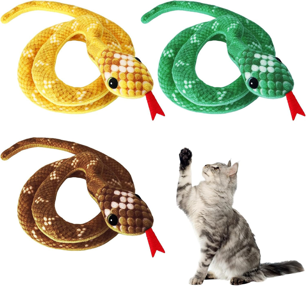3 Pieces Cat Toys Realistic Snake Catnip Crinkly Sound Toy