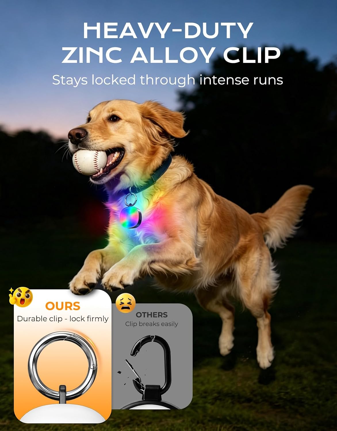 Safety Light 100LM, 4 Modes Dog Collar Light/Stroller/Backpack Light