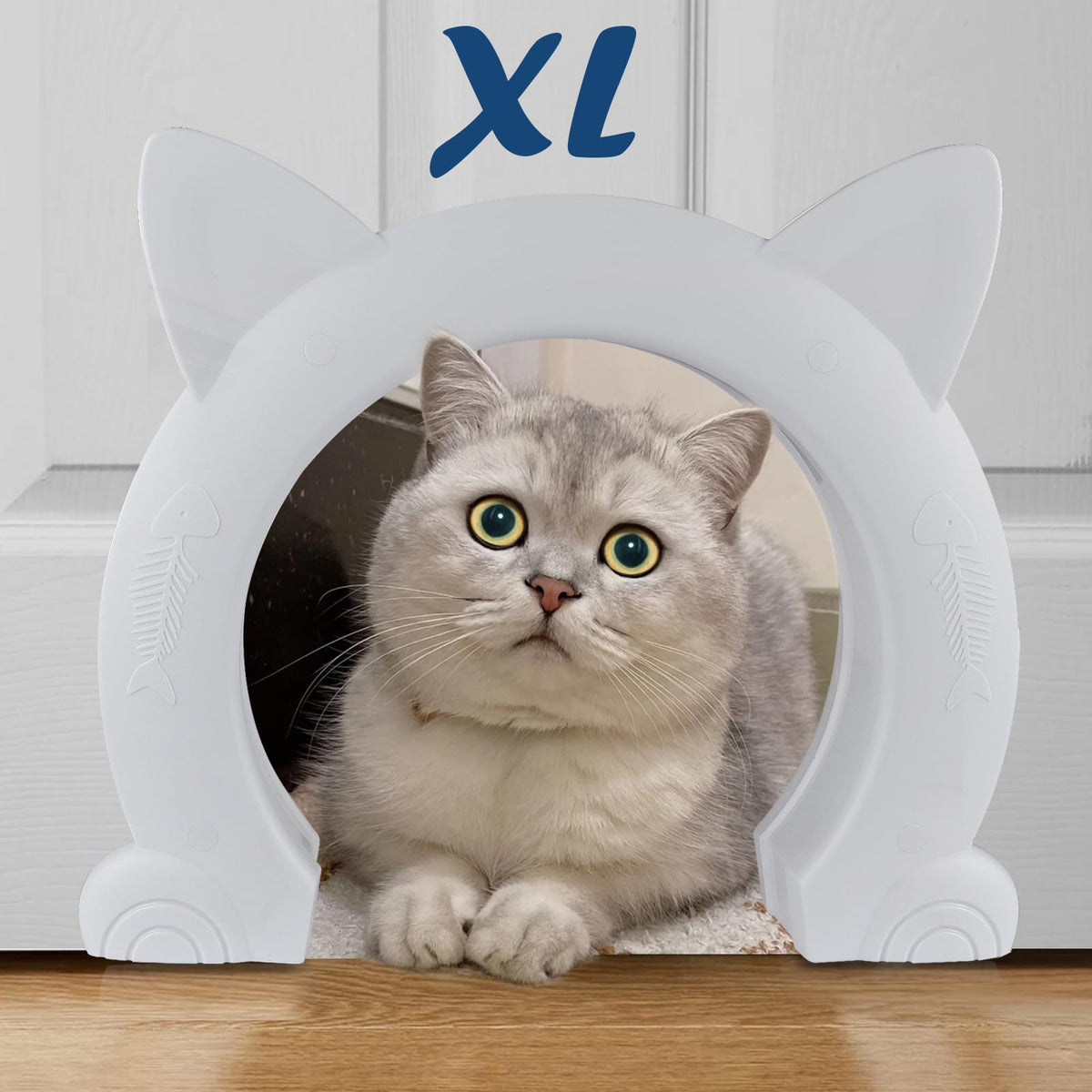 Wordcam X-Large Cat Door Interior Door for Pets 14-30lbs, No Flap, White