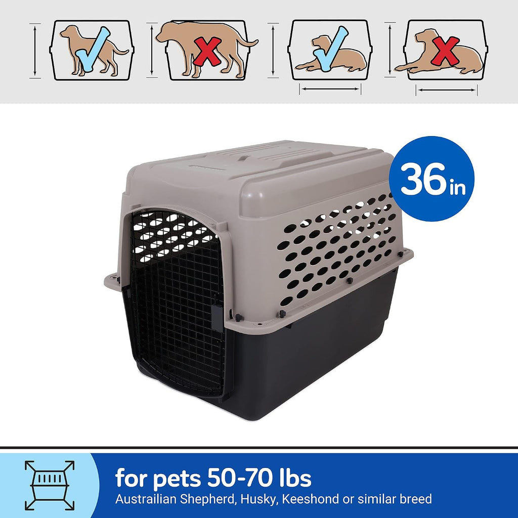 Petmate Vari Dog Kennel, Carrier for Large Dogs, 36in, Taupe and Black