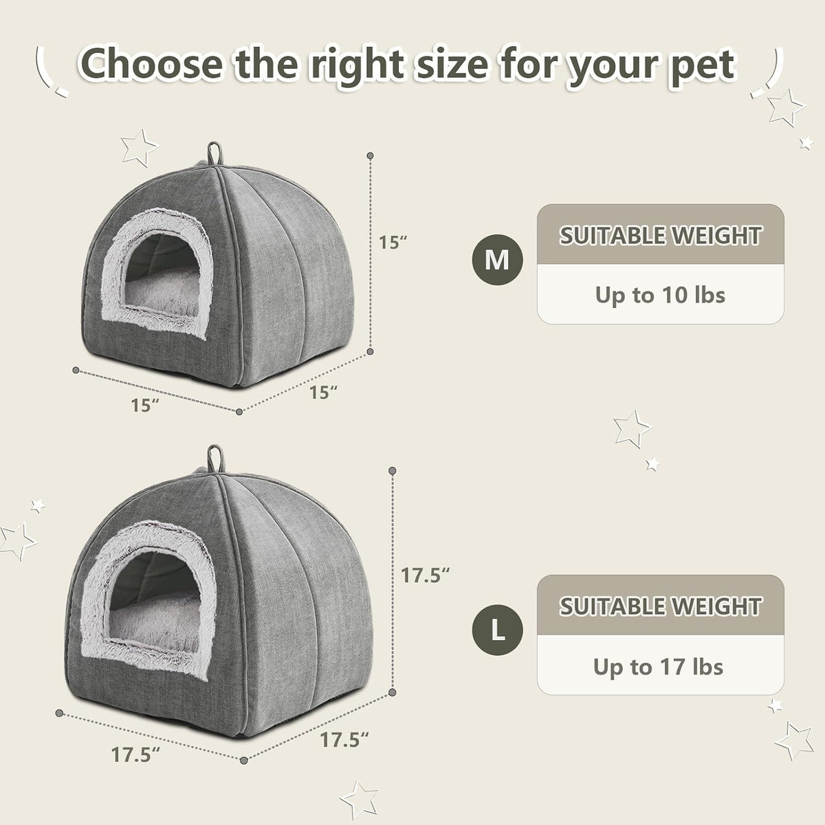 Cat Bed Cave-Cat Beds for Indoor Cats,Kittens and Small Pets,Soft and Warm Cats House Tent Bed,Foldable and Washable wit
