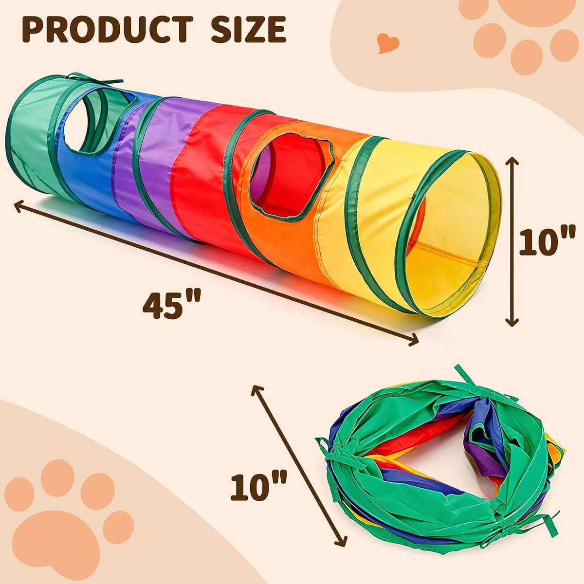 iCAGY Cat Tunnel for Indoor Cats Kittens Rabbits, Foldable Tunnel Toys