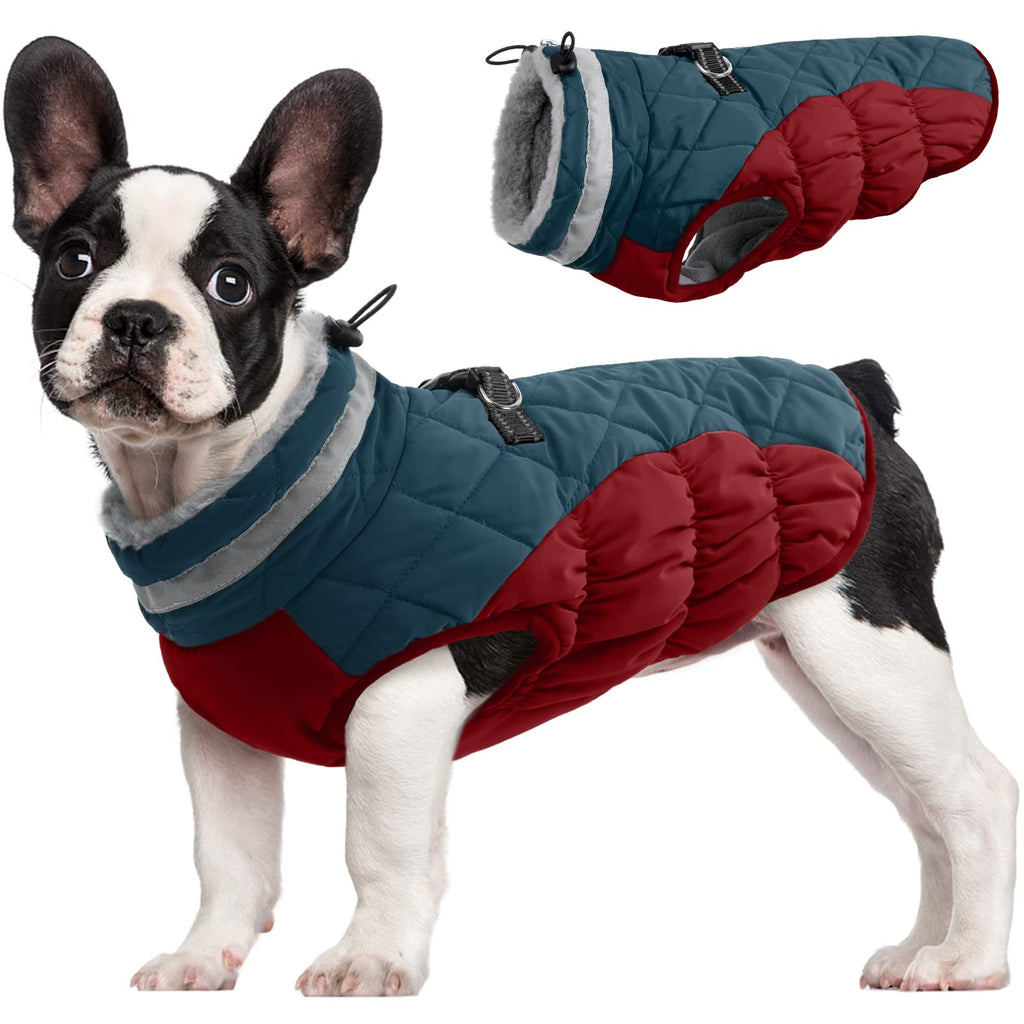FUAMEY Dog Coat for Medium Dogs, Fleece Dog Winter Jacket with Harness
