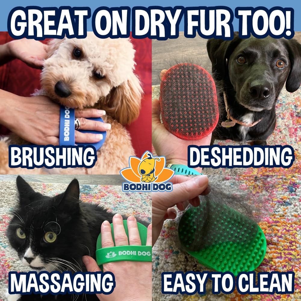 Bodhi Dog Shampoo Brush - Pet Grooming & Bath Supplies for Dogs and Cats - Bath Brush for Long & Short Hair - Premium Sc