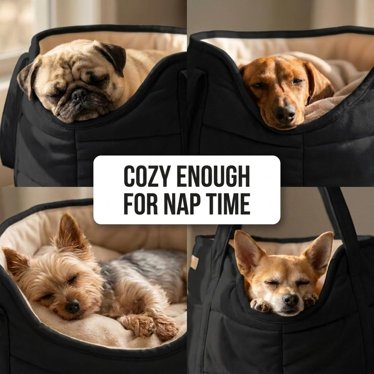 Plush Dog Purse Carrier for Small Dogs, Soft Tote, Black