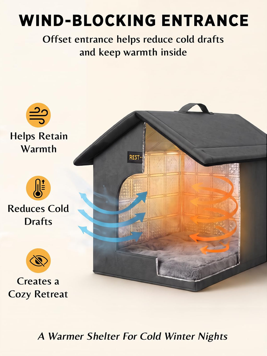 Rest-Eazzzy Outdoor Cat House for Feral Cats,Weatherproof & Insulated
