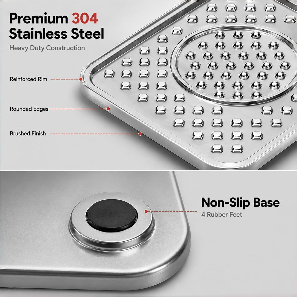 Stainless Steel Lick Mat for Dogs & Cats, Dual-Zone Slow Feeder