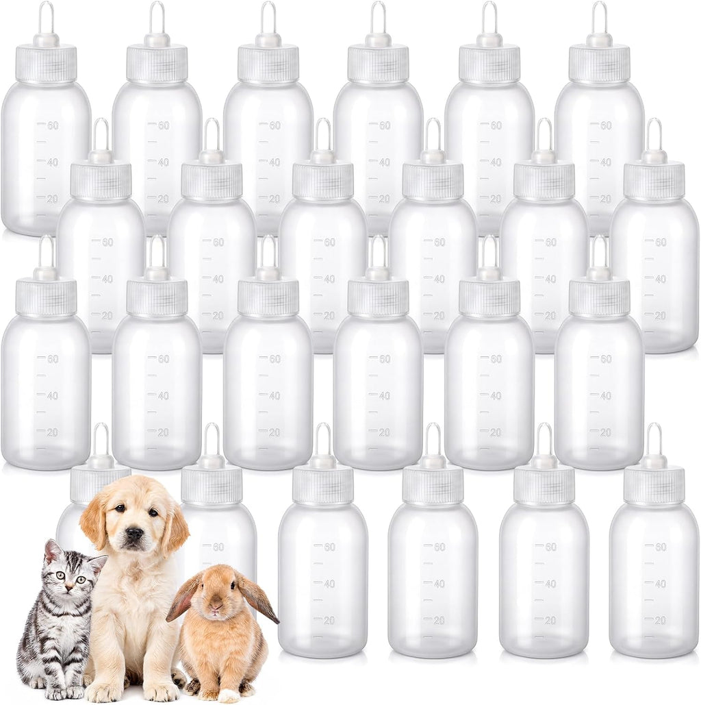 24 Pcs 2 Oz/60 ml Nursing Bottle for Kittens Small Puppies Animals