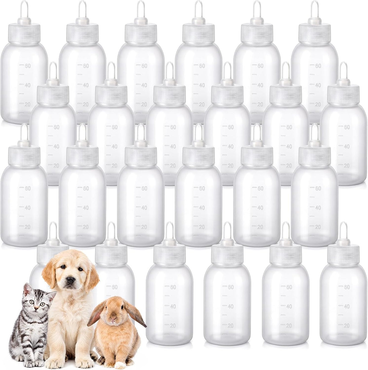24 Pcs 2 Oz/60 ml Nursing Bottle for Kittens Small Puppies Animals
