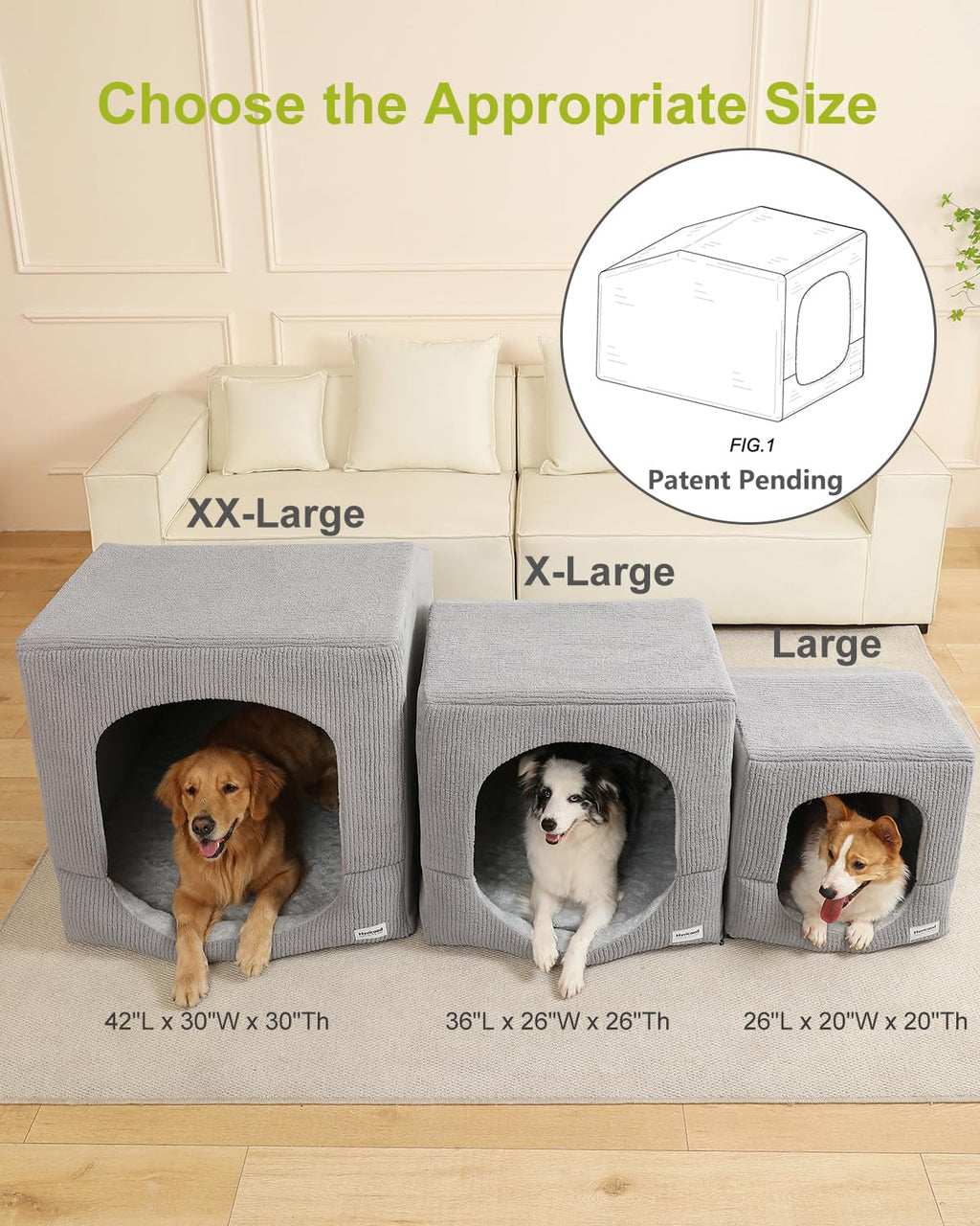 Hovicaed Indoor Dog House Small Sized Dog Tent with Dog Cave Bed 26x20ines