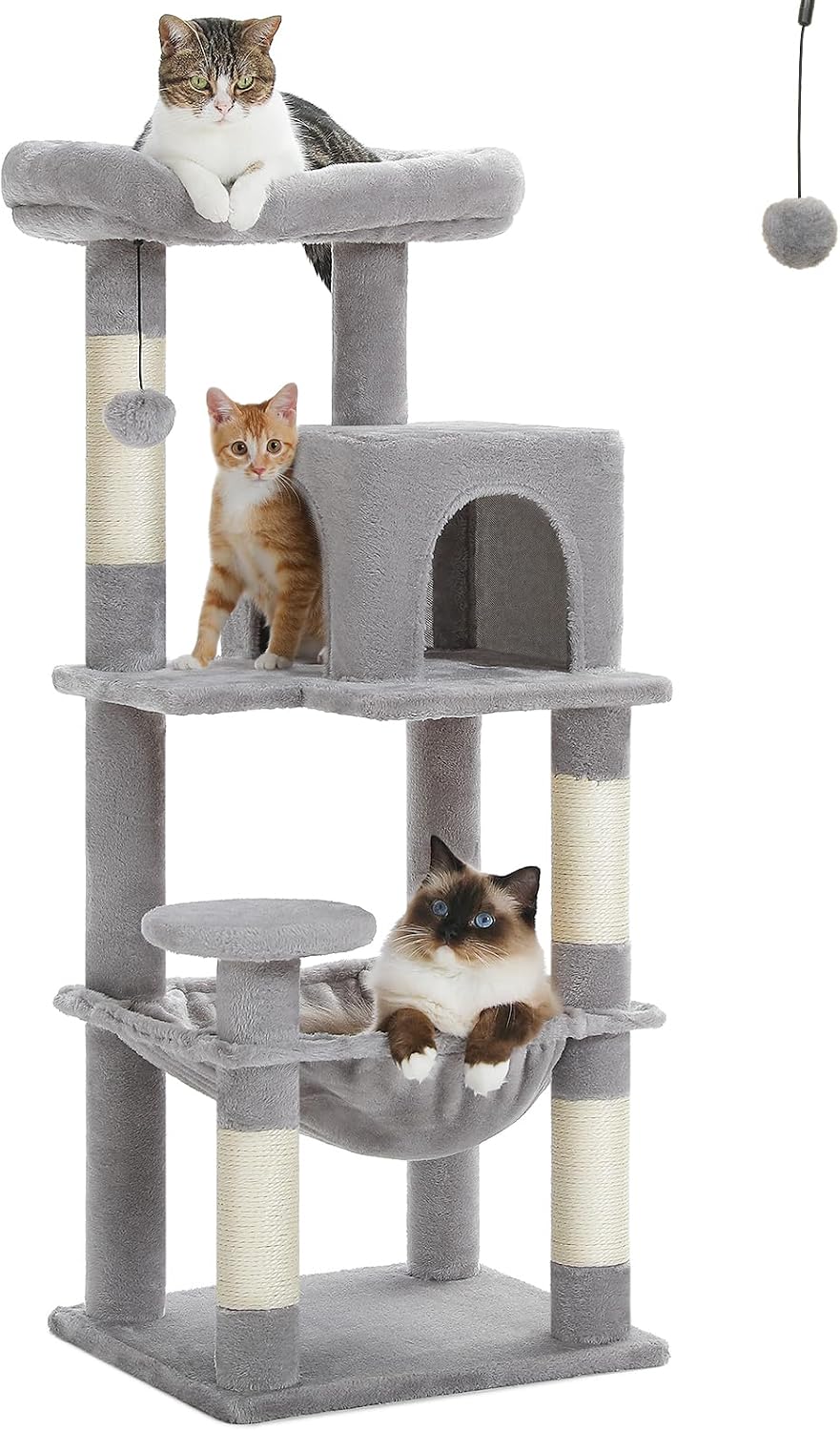 PETEPELA Leopard Print Cat Tree, 56in 4-Tier Cat Tower for Indoor Cats