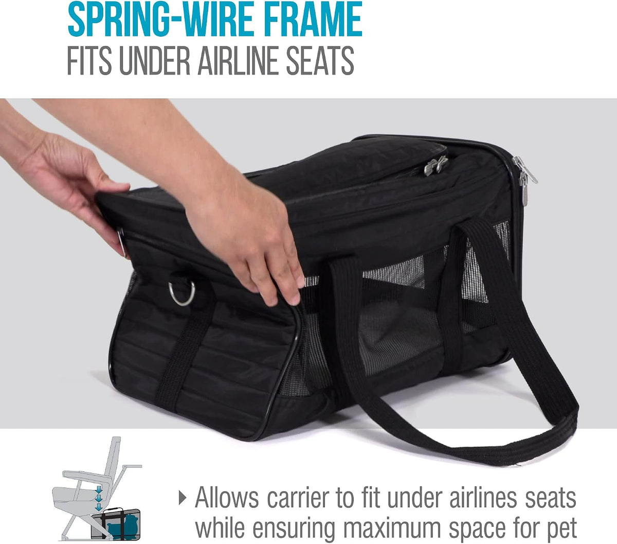 Sherpa Original Deluxe Travel Pet Carrier, Airline Approved & Guaranteed On Board - Black, Medium