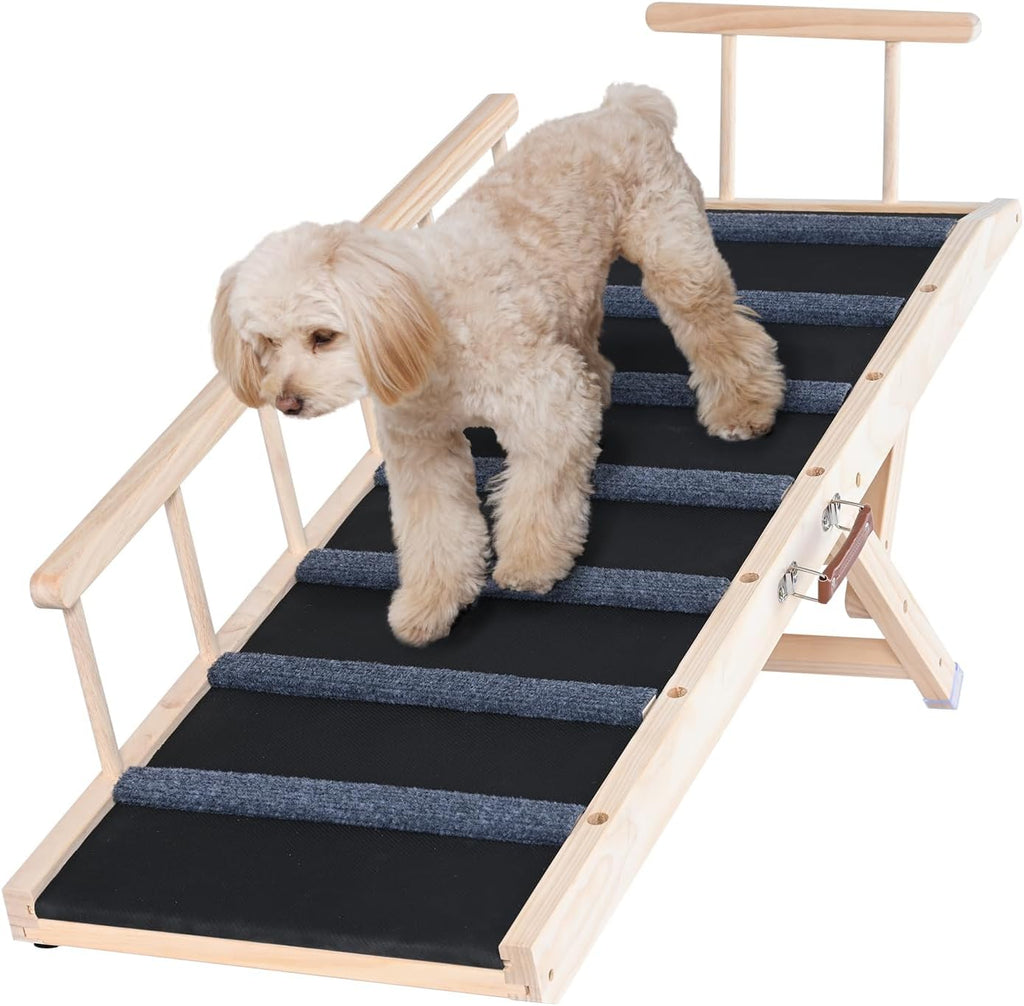 VEVOR Dog Ramp for Bed 13.8"-21.5" 4 Adjustable Height Foldable Pet Ramp