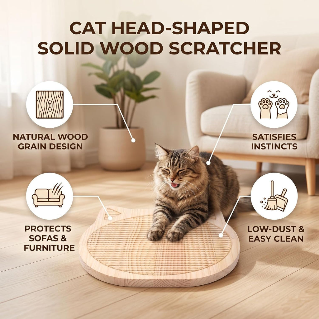 Cat Scratcher, Solid Wood for Indoor Cats