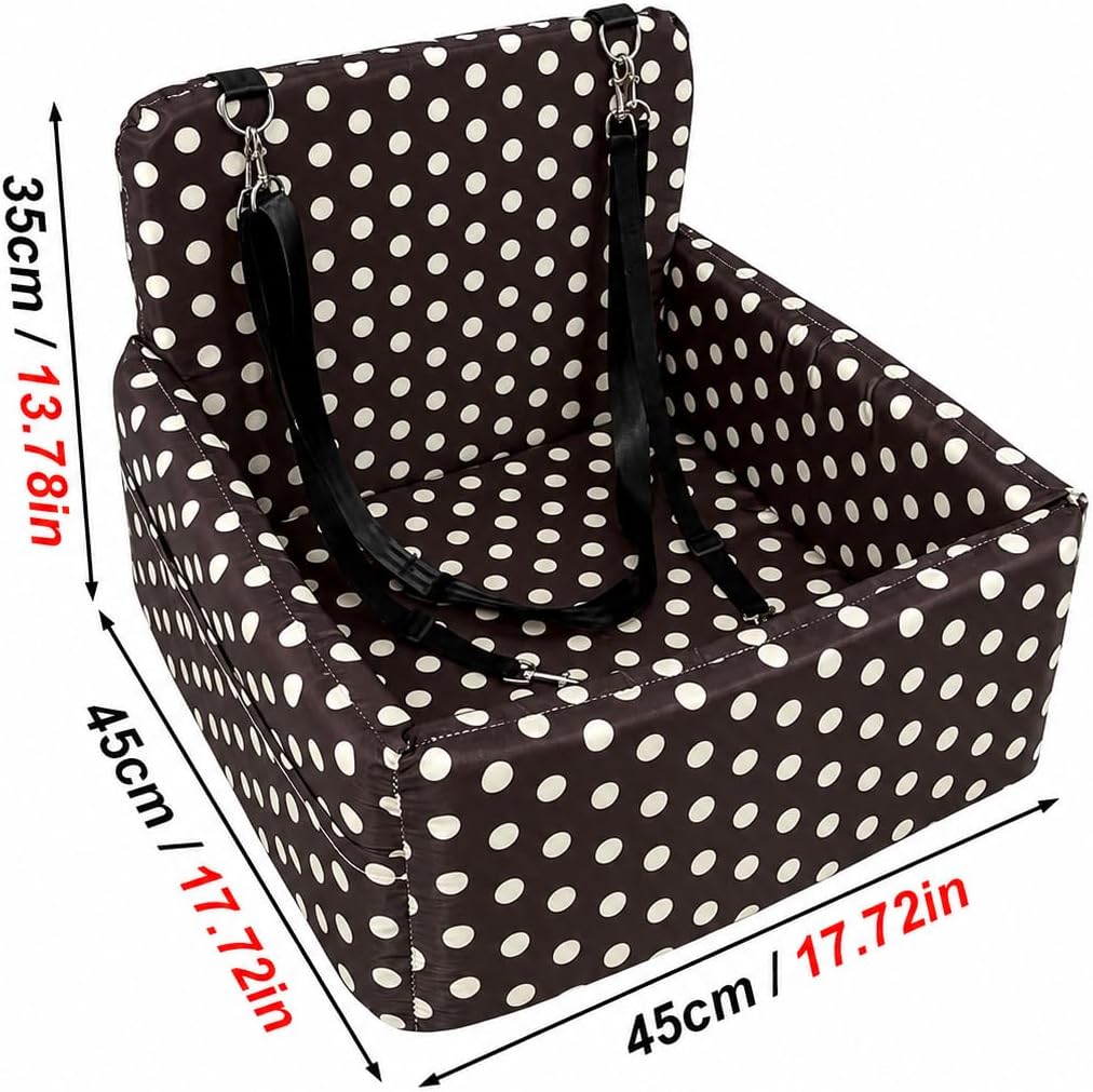 Dog Car Booster Seat with Adjustable Straps and Storage Pockets, Washable Pet Travel Seat Bed Heavy-Duty Clip Safety Car