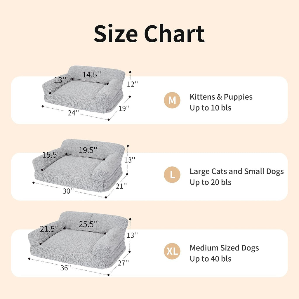 Cat Couch Bed - Plush Fluffy Cat Sofa for Indoor Cats, Orthopedic Kitten Lounge Chair with Removable Washable Cover, Sup