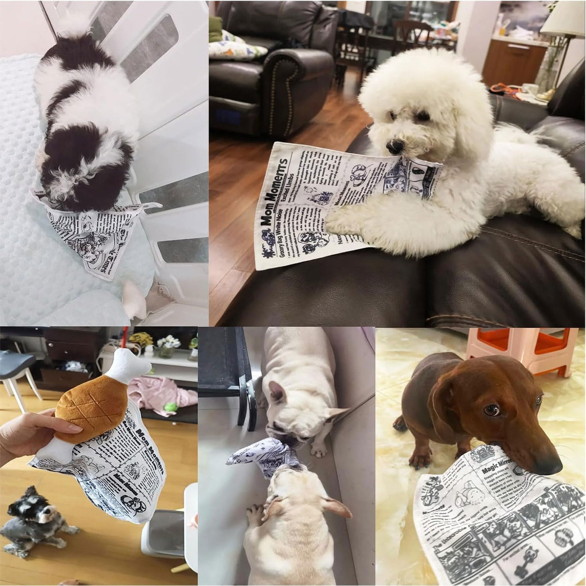 Newspaper Dog Toy Interactive No Stuffing Non-Shredding Washable