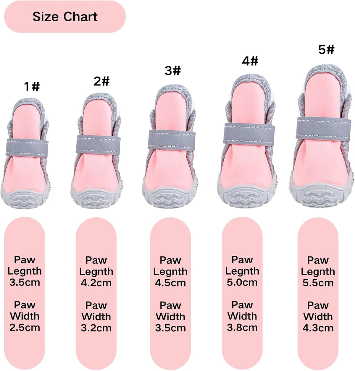 Fleece‑Lined Dog Booties Anti‑Slip Winter Paw Shoes, Pink 2#