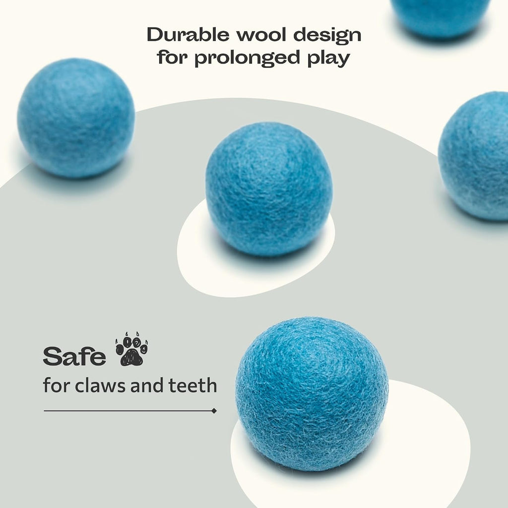 MEOWFIA Wool Ball Toys - 6-Pack of Safe for Cats and Small Dogs Balls - 1.5 Inch Felted Wool Cat Toy and Dog Toy - Perfe