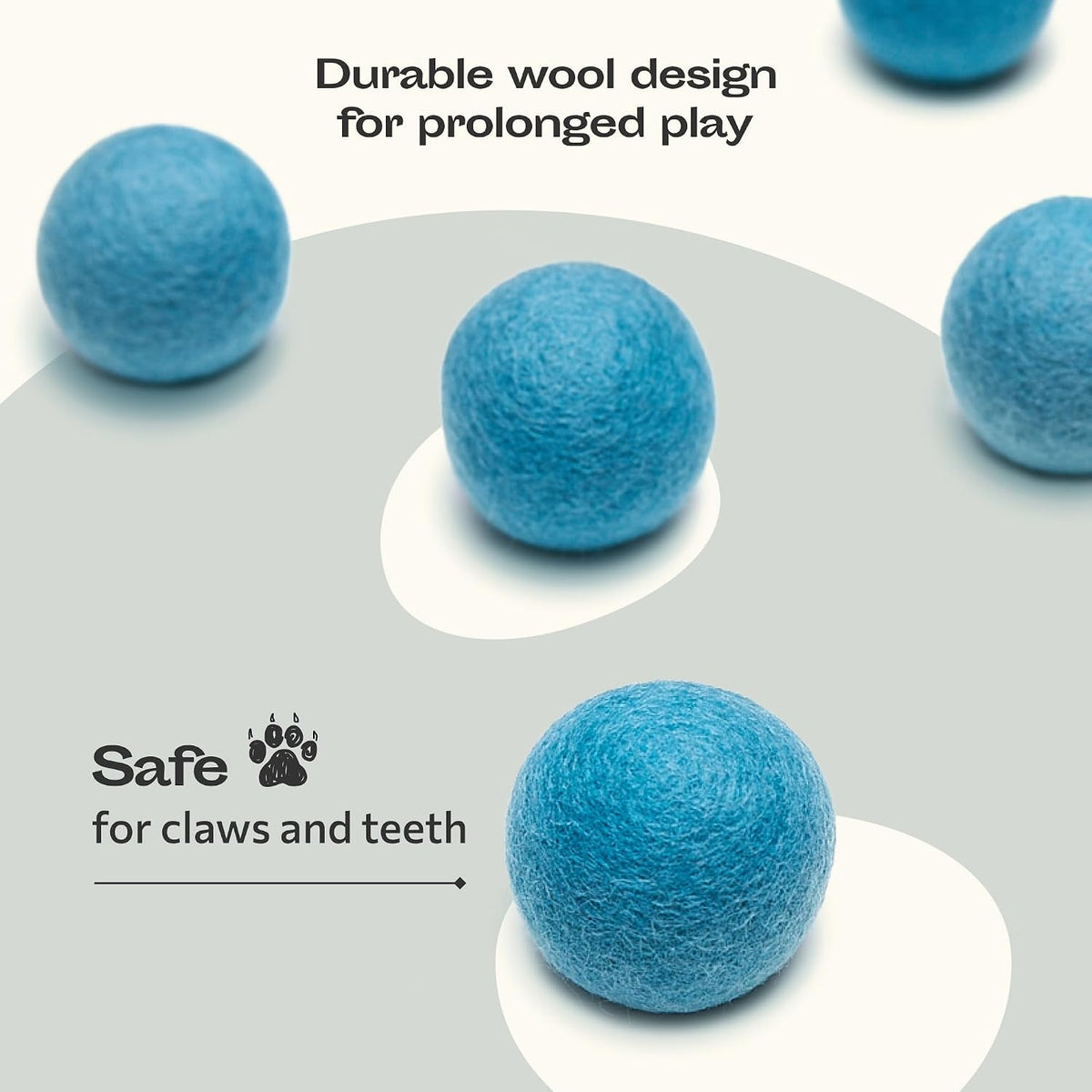 MEOWFIA Wool Ball Toys - 6-Pack of Safe for Cats and Small Dogs Balls - 1.5 Inch Felted Wool Cat Toy and Dog Toy - Perfe