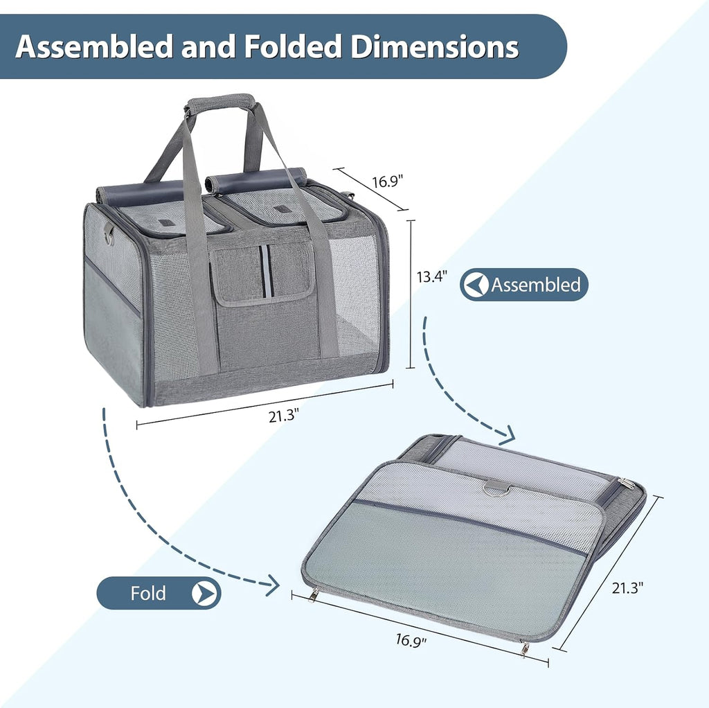 Cat Carrier for 2 Cats, Large Soft-Sided Pet Travel Carrier
