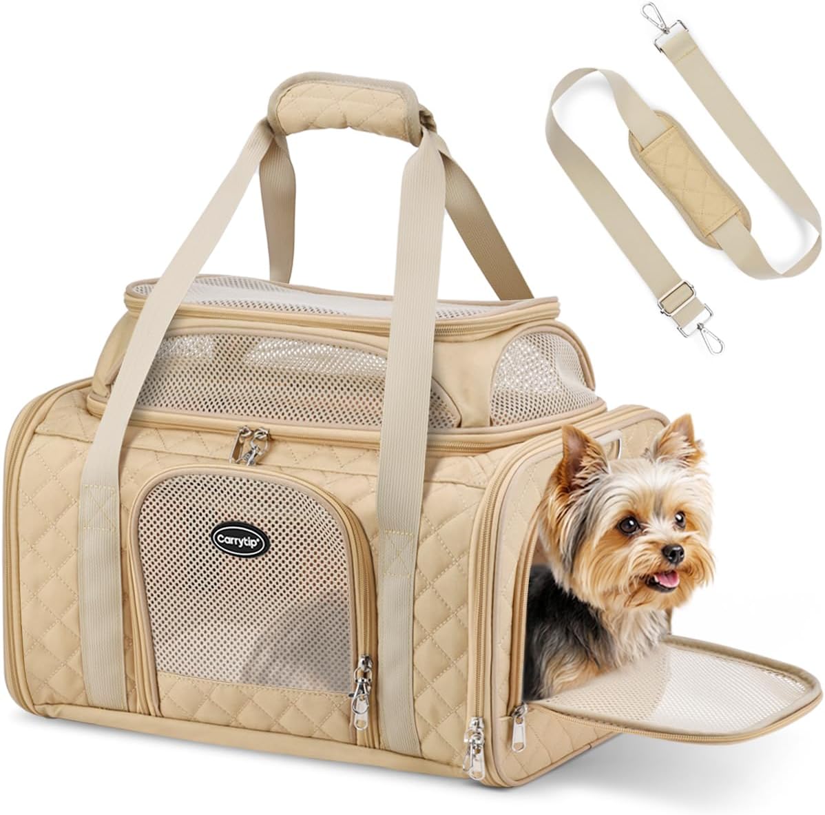 Airline Approved Cat Carrier with Expandable Top, 17x11x9.5 in, Pink