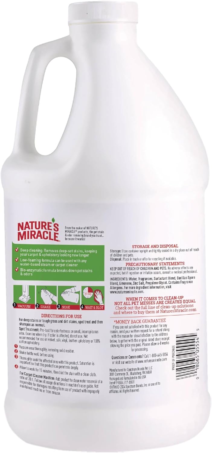 Nature's Miracle Carpet Shampoo Pet Stain & Odor Remover, 64 oz
