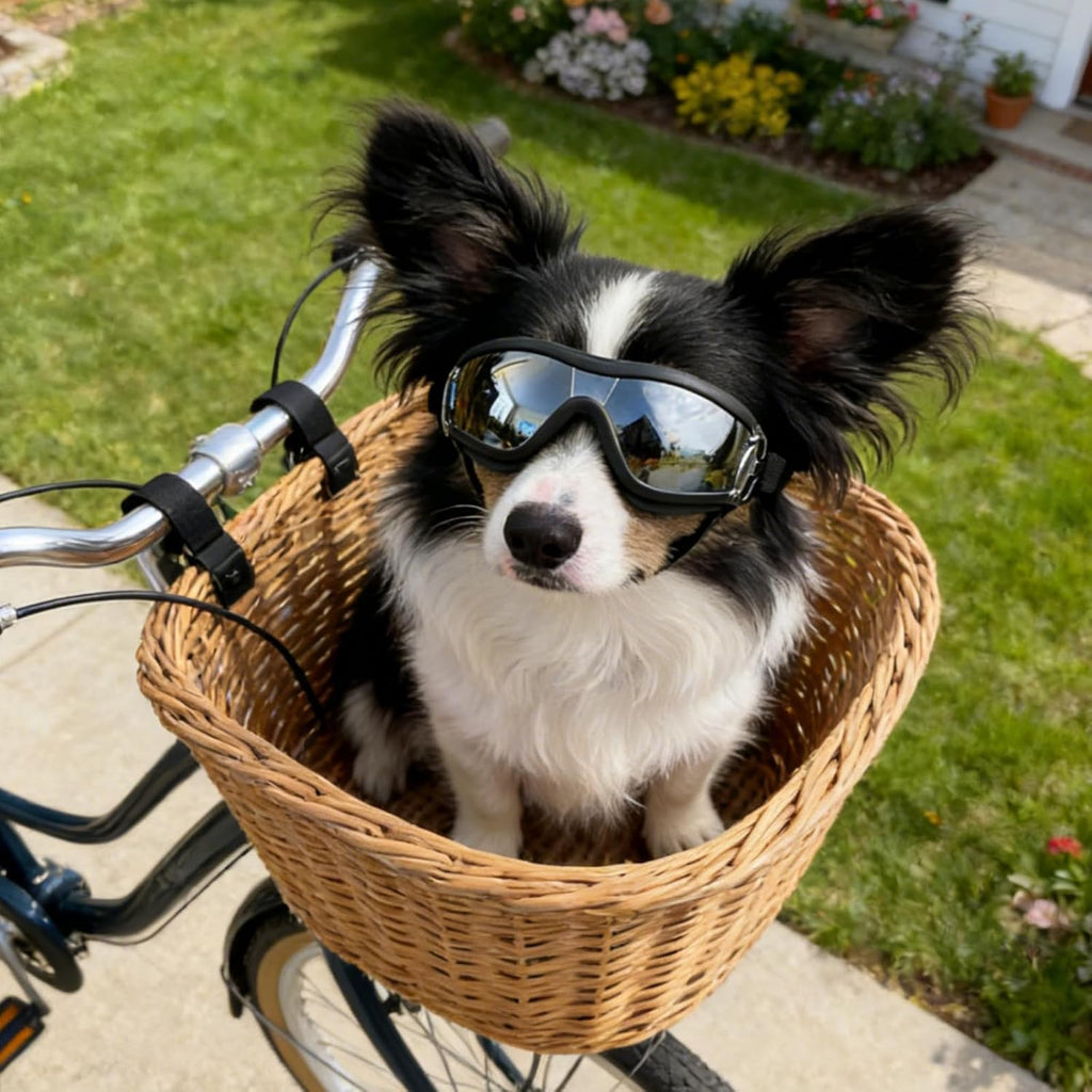 Dog Goggles for Small Breeds, UV Protection Dog Sunglasses with Adjustable Straps, Windproof Pet Eyewear for Small Pet, 