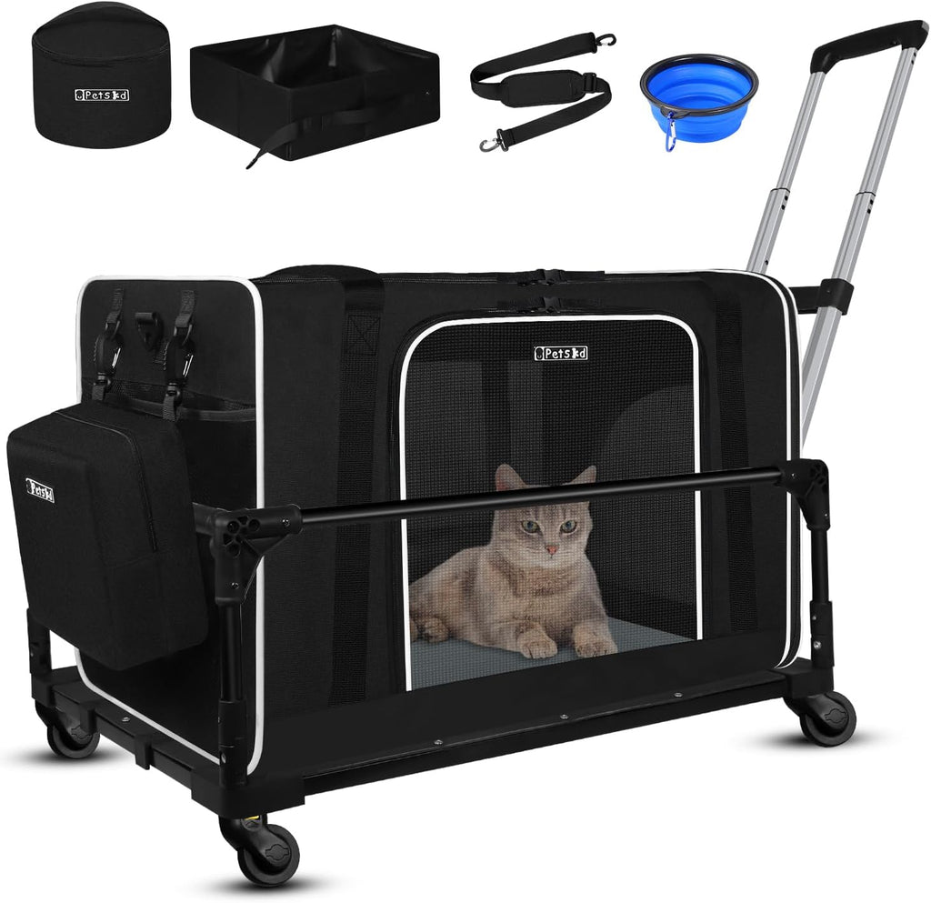 Extra Large Cat Carrier with Litter Box for Car Travel, Blue