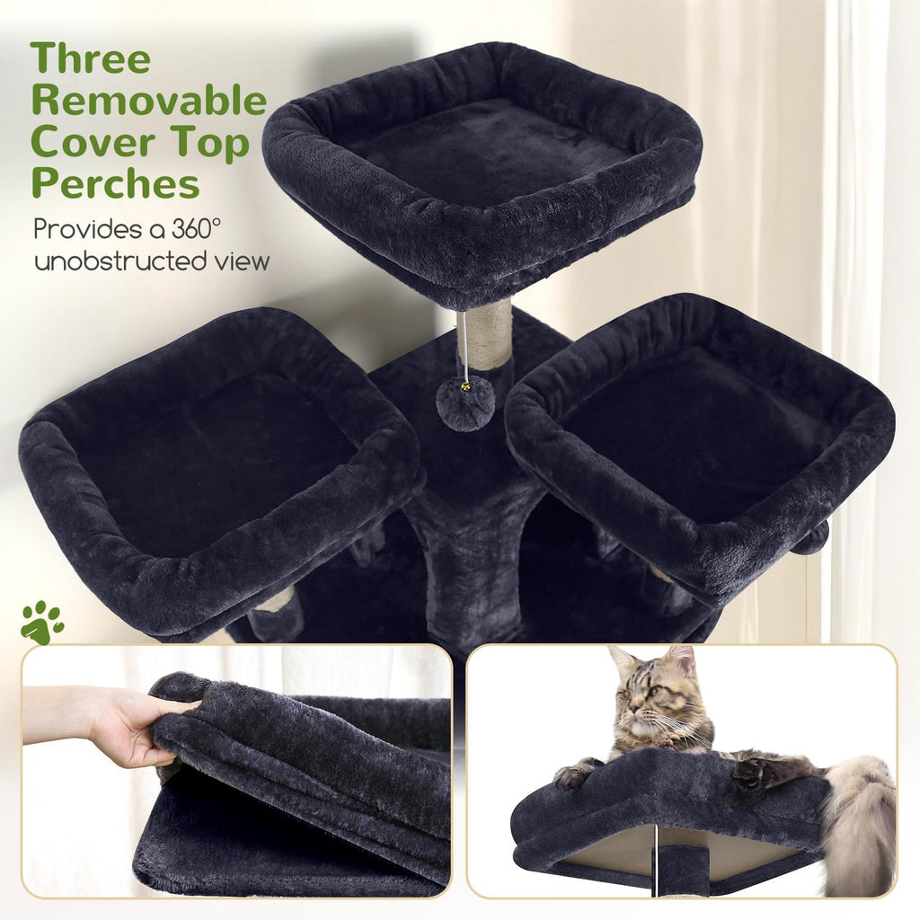 Globlazer Cat Tree Tower for Multiple Adult Cats, 82in, F82, Dark Grey