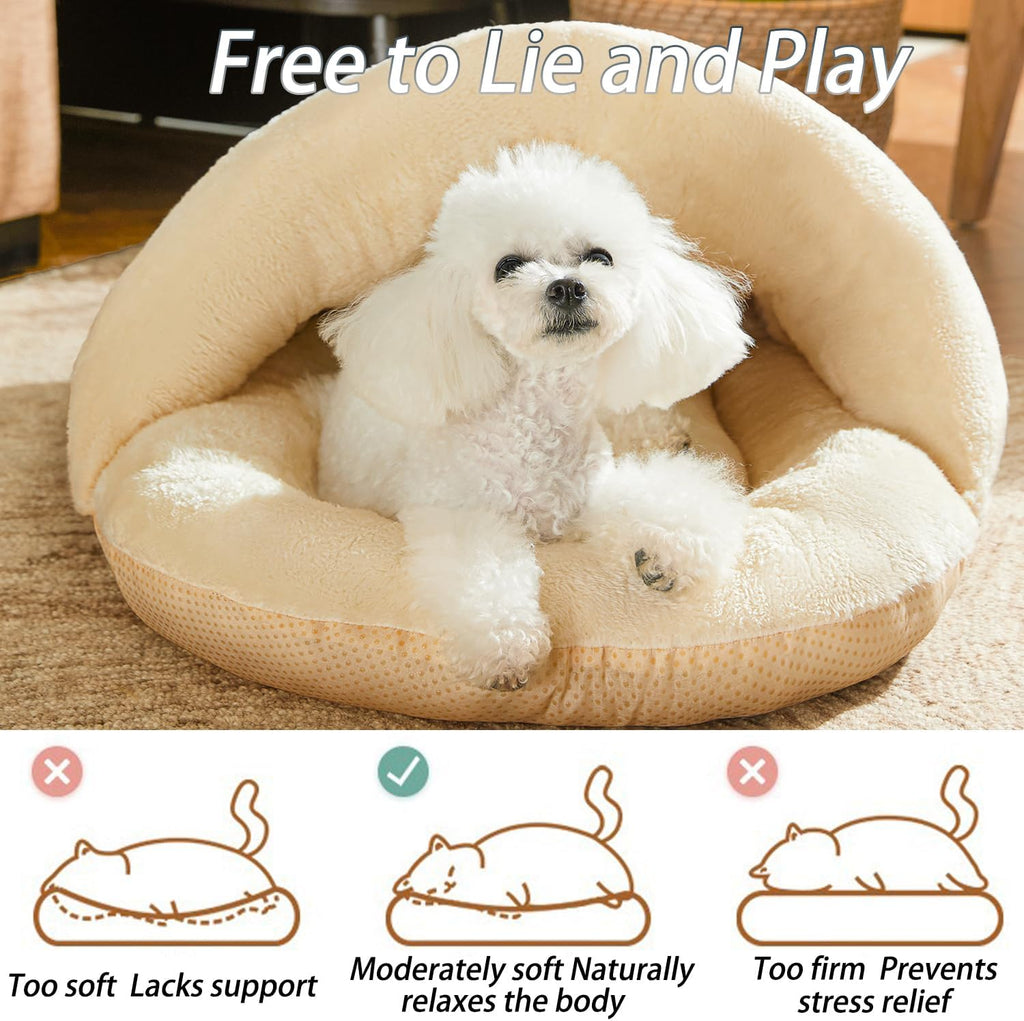 Romaneco Bed for Dog and Cat, Pet Bed, Ultra Soft Cute Plush Slipper Cat Cave Bed, Anti Slip Warm Pet House Nest, Self-W