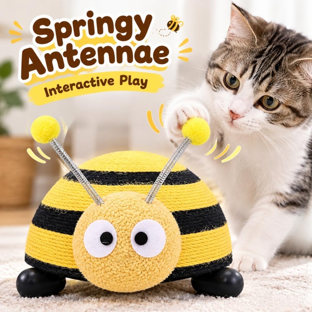 Sisal Cat Scratching Post Small Cat Scratcher for Indoor Cats，Bee