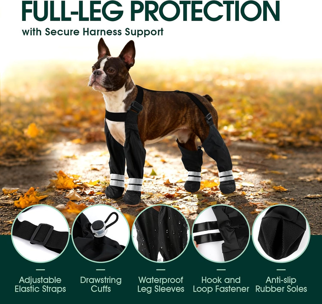 Waterproof Dog Suspender Boots, Dog Boots with Suspenders That Stay On, M