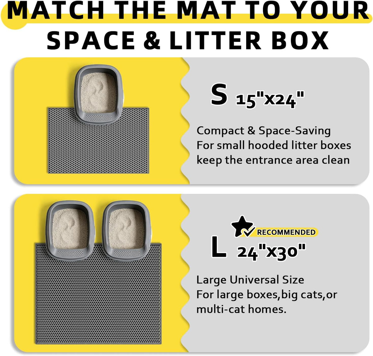 Cat Litter Mat, 30"x24", Waterproof, Easy to Clean (Grey-1Pack)