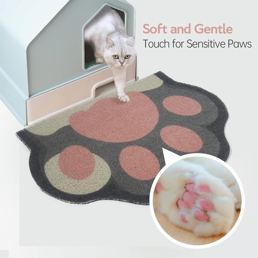 Cute Cat Litter Mat 24”x16”, Litter Box Mat, Litter Trapping Mat, Soft on Kitty Paws, Easy Clean, Anti Slip, Pet Accesso