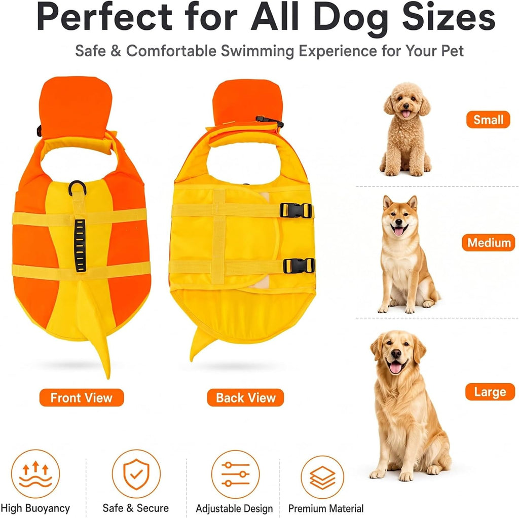 Cute Shark Dog Life Jacket for Small Medium Large Dogs