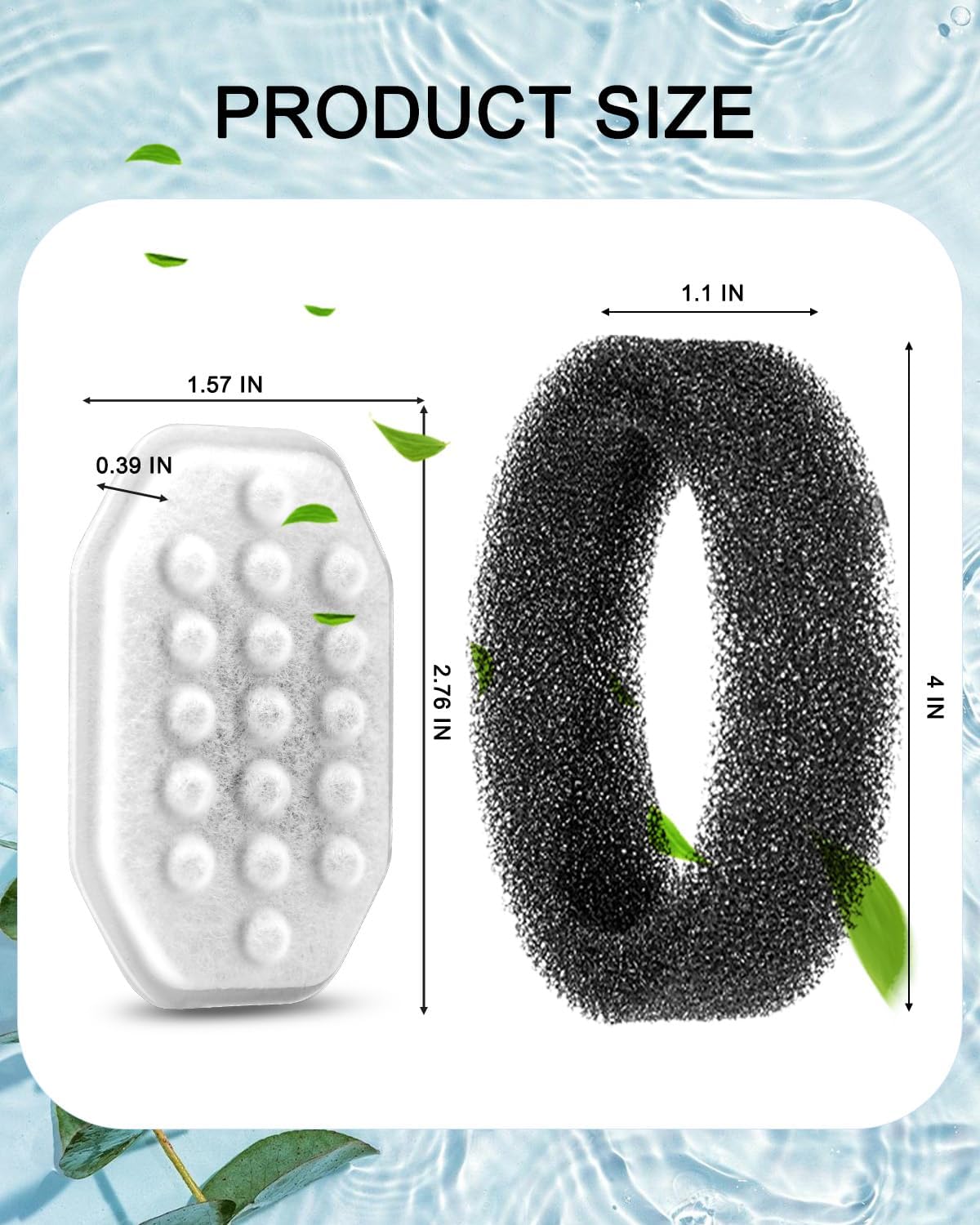 8 Pack Cat Water Fountain Filters with 8 Pack Pre-Filter Sponges Set for 3.2L/108oz Pet Cat Water Fountain, Pet Fountain