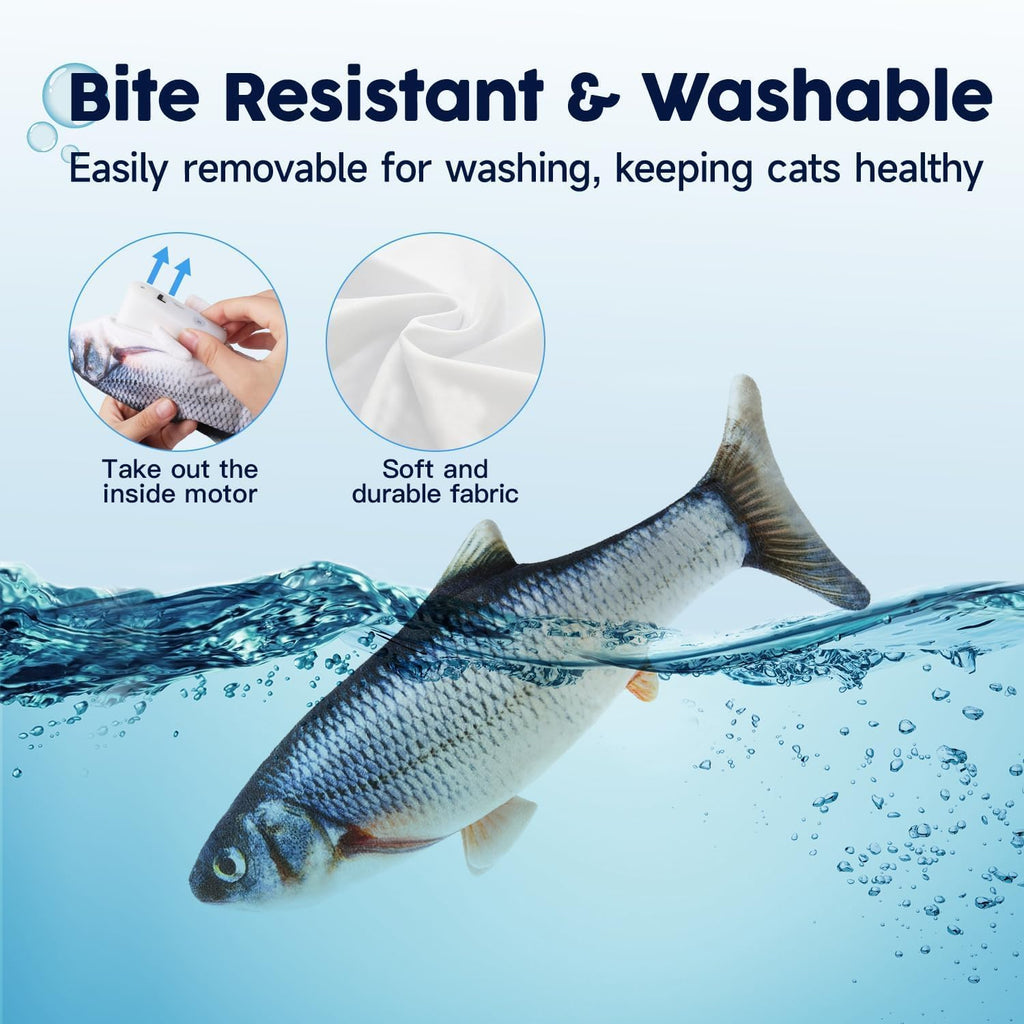 Potaroma Cat Toys Flopping Fish with Catnip, Moving Kitten Kicker, Floppy Wiggle Carp for Small Dogs, Interactive Motion