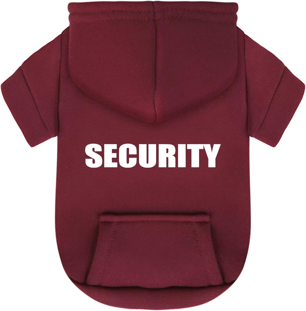 Wine Red Chihuahua Dog Hoodie: Warm and Stylish with a 'Security' Printed Sweatshirt, Cold Weather Pet Clothes, and Swea