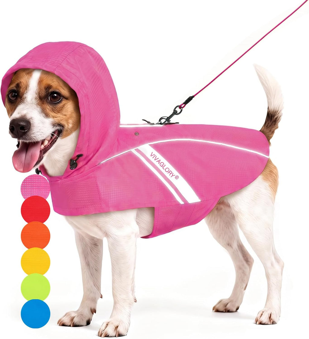 VIVAGLORY Dog Raincoat Wetoff Dog Rain Coat, S, Pink