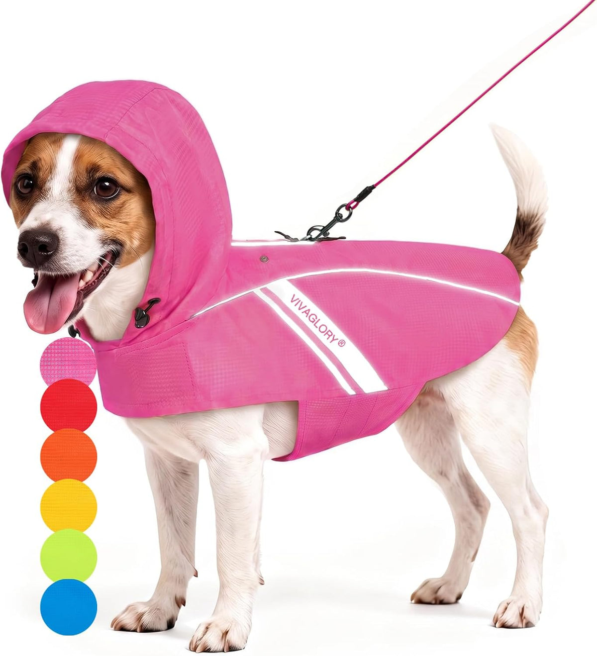 VIVAGLORY Dog Raincoat Wetoff Dog Rain Coat, S, Pink