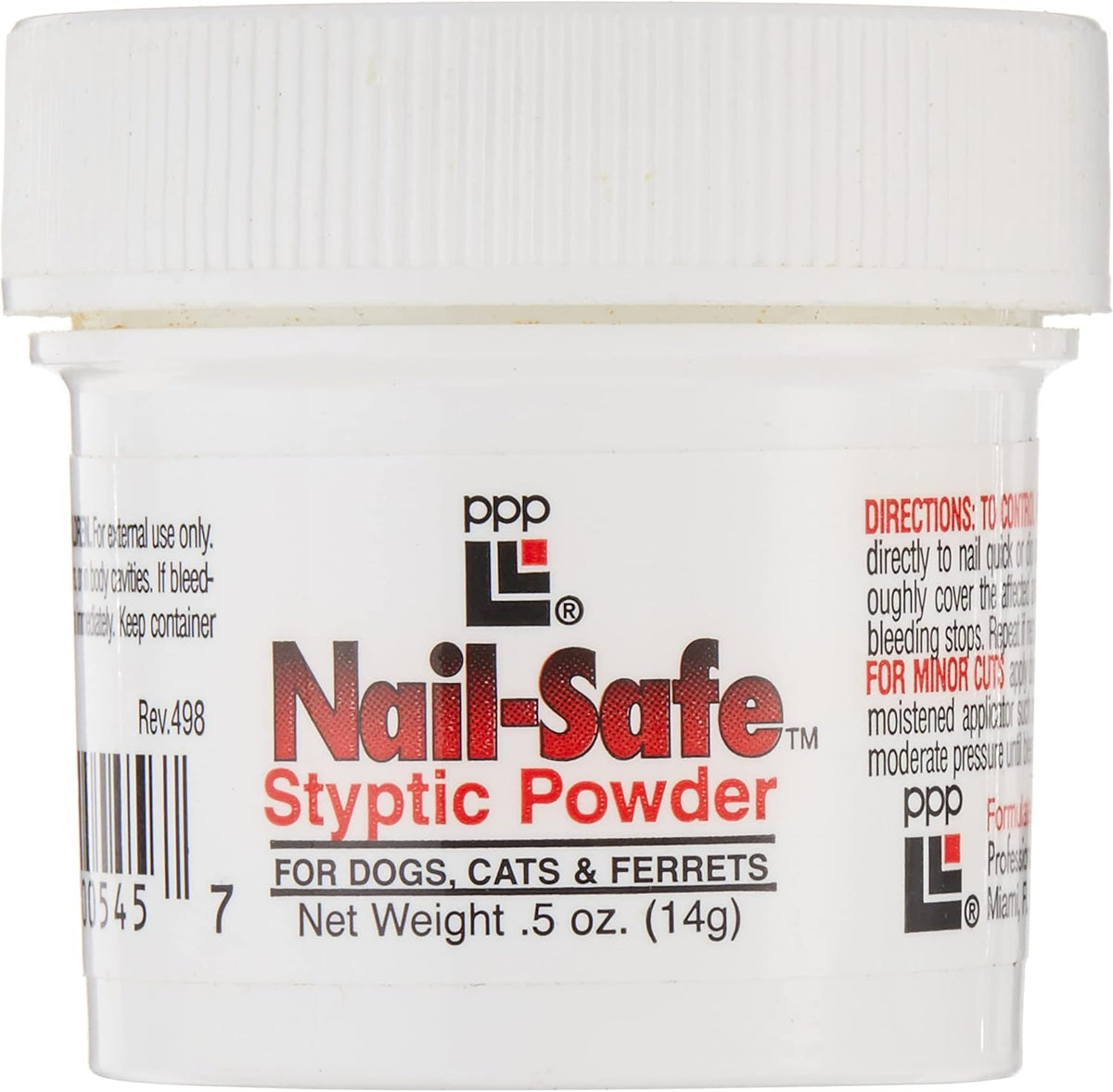 PPP Nail-Safe Styptic Powder for Dogs & Cats - Quickly Stops Bleeding from Nail Clipping - for Groomers and Veterinarian